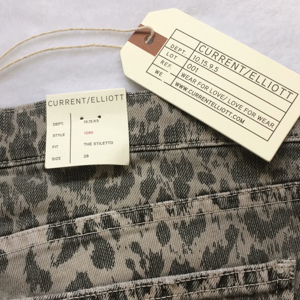 Current Elliot grey leopard skinny jeans Sz 28 - Picture 5 of 8